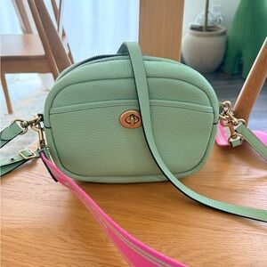 Coach Willow Camera Bag - Mint Green w/ Pink Statement Strap (Excellent)